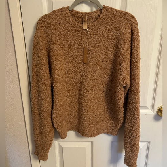 Skims Camel Tan Cozy Knit Crewneck Sweatshirt Sweater Top, XXS XS - Picture 3 of 7